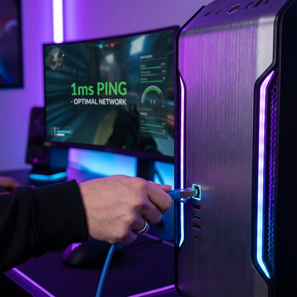 Setup Gamer com Cabo Ethernet Conectado